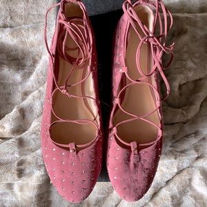NIB JCREW STUDDED SUEDE LACE UP BALLET FLATS 11